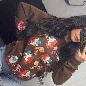 Nickelodeon Ren & Stimpy Men's Sweatshirt Size Small Brown Crew Neck Pullover